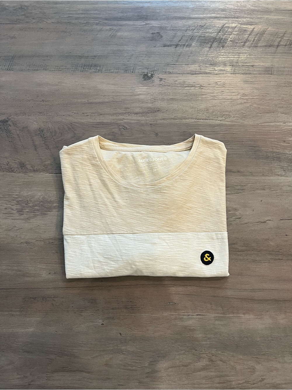 Jack & Jones Two-Tone Cream and Off-White Short Sleeve Tee